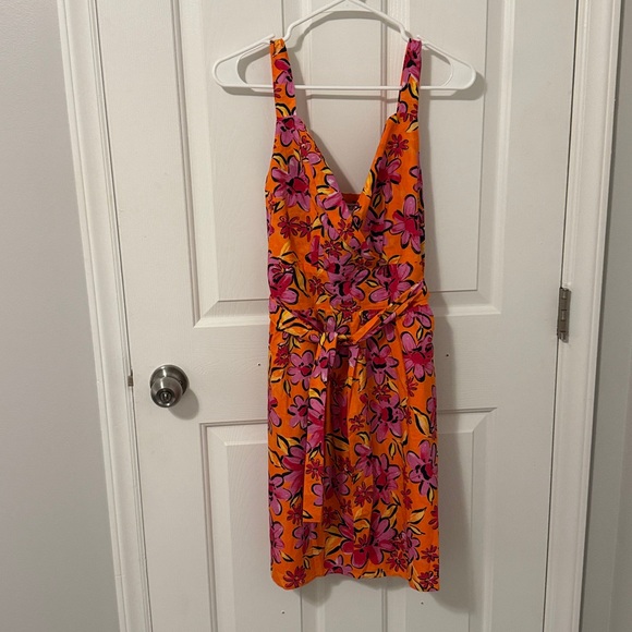 Tyler Boe Vibrant Floral Mini Dress in Orange and Pink - Picture 2 of 3